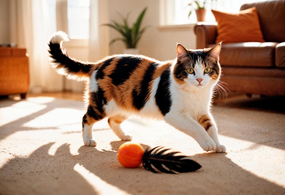 Gato e um bolinha, um dos brinquedos que podem colocar seu pet em perigo 